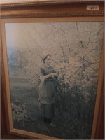 LG. HANGING WALL PICTURE OF GIRL IN GARDEN