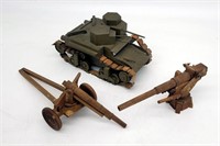 Hand Made Wooden Model American Army Tank, Howitze