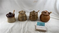 Collection of 4 honey pots