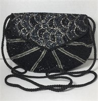 Vintage Handcrafted Handbag Black White Gray