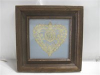 8"x 8" Vintage Framed Paper Cut Heart Pineapple