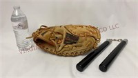 Vintage Chiryn Leather Baseball Glove & Nunchucks
