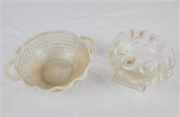 Antique Opalescent Rose Bowl & Fenton Hobnail