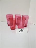 set of cranberry glasses