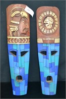 2pcs Mexican Myan Style Tribal Ceremonial Masks