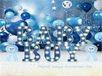120 Pcs Baby Boy Shower Decorations Set LED Letter