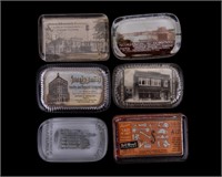 Antique Advertising Glass Paperweights (6)