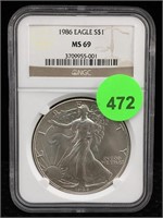 NGC MS69 1986 American Silver Eagle