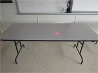 Grey Metal and Formica Table