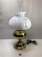 Antique Milk Glass Oil Lamp, Converted to Electric