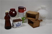 Vtg Butter Molds, Salt Cellar, Fire King Mugs