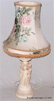 Vintage Cherub Plaster Table Lamp and Shade.