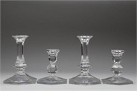 Val St. Lambert Crystal Glass Candlesticks, 2 Pair