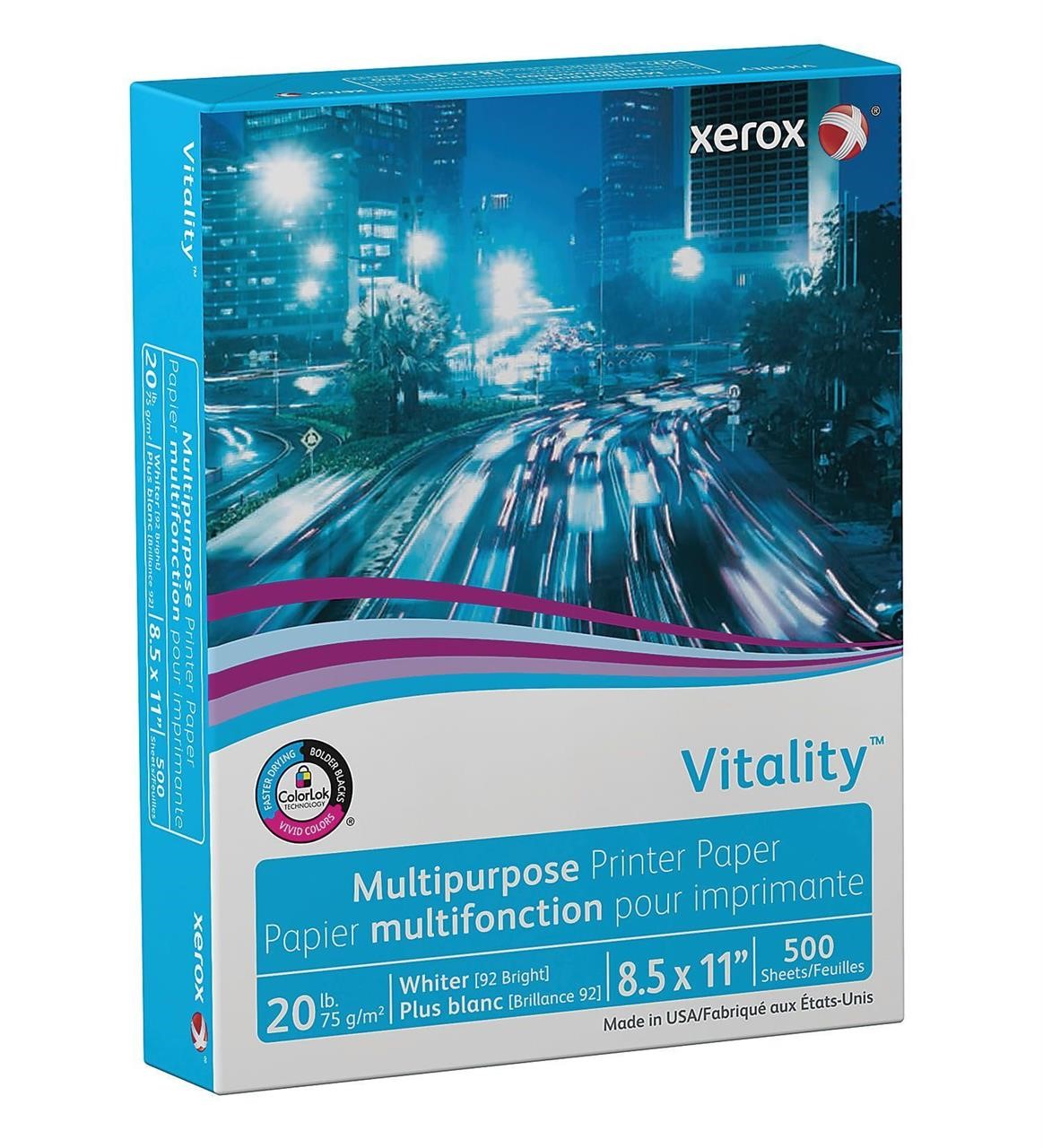 1 BOX-XEROX VITALITY PRINTER PAPER 500 SHEETS REAM