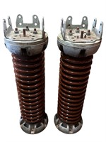 Pair - Electrical Insulators w/ Metal Top