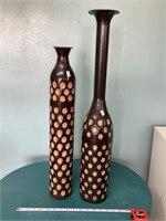 2 Metal Vases
