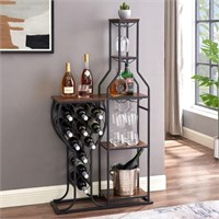 W333 11-Bottle Metal and Wood 5-Tier Wine Rack