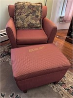 Burgundy Accent Arm Chair with Matching Ottoman,