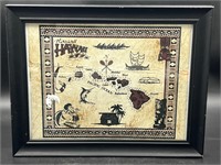 Vintage Hawaii Islands Map Framed