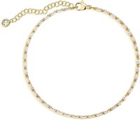 14k Gold-pl. Emerald 2.28ct White Sapphire Anklet