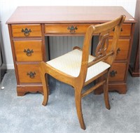 Double Pedestal Small Maple Desk And Chair