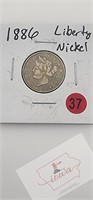 1886 Liberty Nickel 5 V Cents.