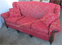 3-seat Sofa - red damask