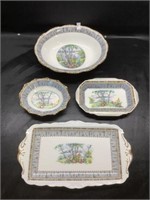 4 Royal Albert Silver Birch Servers, trays, bowl