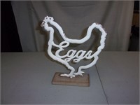 Metal Chicken on Wood Stand - NEW
