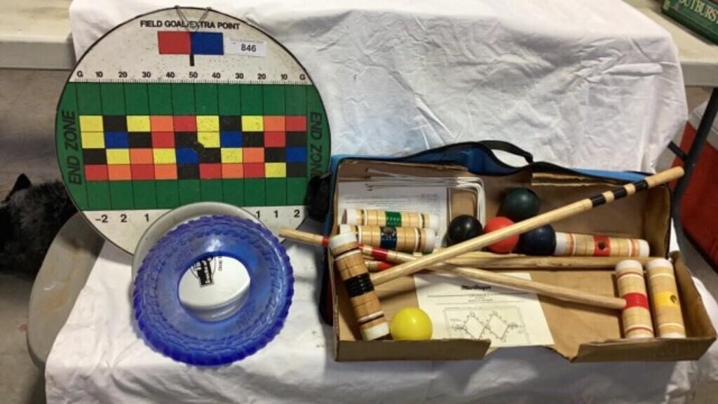 Croquet Set, new in case, Game Board & Misc