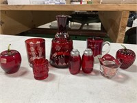 Red Art Glass Lot
