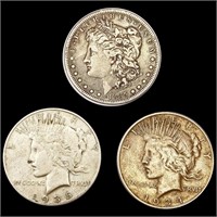 (3) Varied Silver Dollars (1885-S, 1934-D,