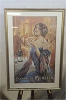 Champagne Mercier framed and matted poster.