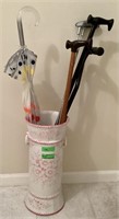 Handpainted Umbrella stand with umbrellas