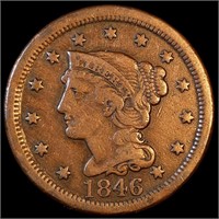 1846 Braided Hair Large Cent - Tall Date - Fine