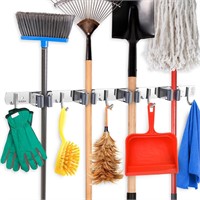 Garnen Mop & Broom Organizer (4 Racks 5 Hooks)