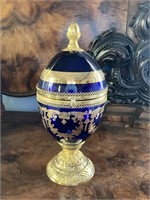 Cobalt  Glass Egg Hinged Box