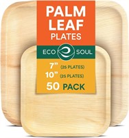 NEW $46 10"/7" (50PK) Palm Leaf Compostable Plates