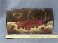 Antique oil, painting of strawberries
