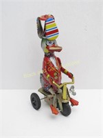 8 Inch Wind Up Tin Duck On A Tricycle