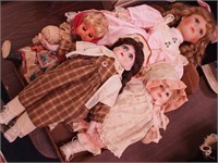 Four dolls including vintage nurse doll 15"