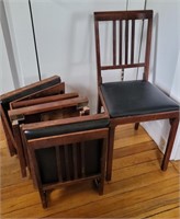 Set 4 vintage wooden folding chairs - signed