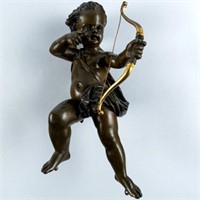 19TH CENTURY PATINATED BRONZE CUPID