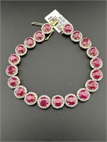 STERLING RUBY AND WHITE SAPPHIRE BRACELET