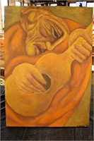 E. Durbn 1974 on Canvas Playing Guitar