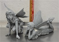 2 garden fairies figures, resin