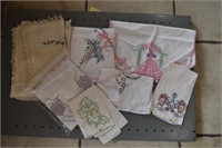 Assorted Embroidered Linens, Dish Towels, etc