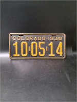 Rare Colorado 1930 License Plate Single
