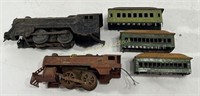 (5) Vintage Cast Iron Train & Train Cab Toys