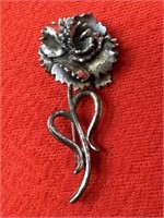 925 Sterling Silver Flower Pin Sarah Co. 10.81